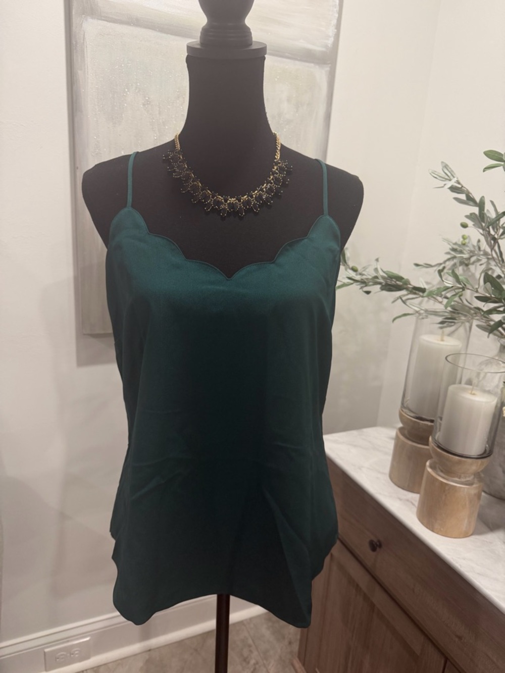 J. Crew Emerald Scalloped V-Neck Camisole